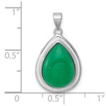 Sterling Silver Rhodium-plated Polished Pear-Shaped Dyed Jade Quartz Cabochon Pendant - Image 4