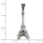 Sterling Silver Antiqued Marcasite 3-D Eiffel Tower Pendant - Image 4