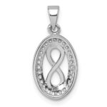 Sterling Silver Rhodium-plated Polished and Satin CZ Infinity Oval Pendant - Image 3