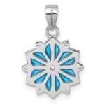 Sterling Silver Rhodium-plated Blue Enamel and White CZ Snowflake Pendant - Image 3