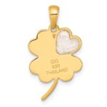 Sterling Silver Gold-tone Polished with White Enamel Lucky 4-Leaf Clover Pendant - Image 3