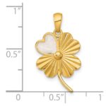 Sterling Silver Gold-tone Polished with White Enamel Lucky 4-Leaf Clover Pendant - Image 4