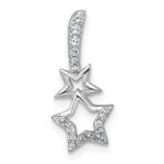 Sterling Silver Rhodium-plated Polished CZ Shooting Stars Chain Slide Pendant