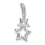 Sterling Silver Rhodium-plated Polished CZ Shooting Stars Chain Slide Pendant - Image 3