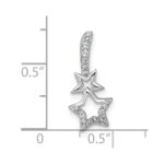 Sterling Silver Rhodium-plated Polished CZ Shooting Stars Chain Slide Pendant - Image 4