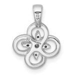 Sterling Silver Rhodium-plated Polished Fancy Flower CZ Pendant - Image 3
