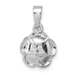 Sterling Silver Rhodium-plated Polished White CZ Flower Pendant - Image 3