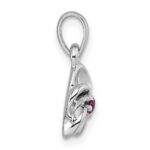 Sterling Silver Rhodium-plated Polished Red CZ Flower Pendant - Image 2