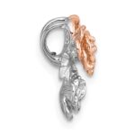 Sterling Silver Rhodium-plated and Rose Gold-plated CZ Flowers Chain Slide Pendant - Image 2