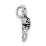 Sterling Silver Rhodium-plated Antiqued Sunflower Chain Slide Pendant - Image 2