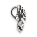 Sterling Silver Antiqued Polished CZ Flowers Chain Slide Pendant - Image 2