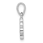 Sterling Silver Rhodium-plated Polished Black Enamel Paw Print with Heart Pendant - Image 2