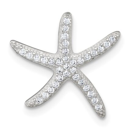 Sterling Silver Polished CZ Starfish Chain Slide Pendant