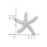Sterling Silver Polished CZ Starfish Chain Slide Pendant - Image 4