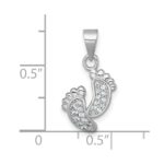 Sterling Silver Rhodium-plated Polished CZ Footprints Pendant - Image 4