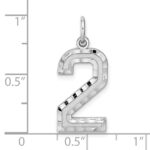 Sterling Silver Rhodium-plated Large Diamond-cut #2 Charm - Image 3