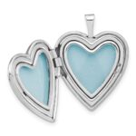 Sterling Silver Rhodium-plated Diamond Wings 20mm Heart Locket - Image 5