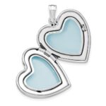 Sterling Silver Rhodium-plated Satin Diamond Wings 24mm Heart Locket - Image 5