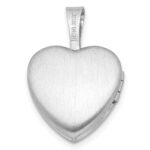 Sterling Silver Rhodium-plated D/C Enameled Floral Cross 12mm Heart Locket - Image 4