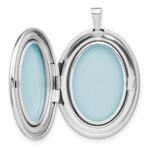 Sterling Silver Rhodium-plated Polished Medallion 26x20mm Oval Locket - Image 5