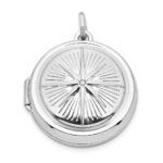 Sterling Silver Rhodium-plated CZ Compass 20mm Round Locket