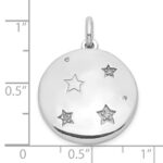 Sterling Silver Rhodium-plated CZ Stars 20mm Swing Locket - Image 3