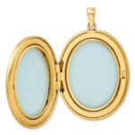 1/20 14K Gold Filled 34mm Polished/Satin Leaf Border 2-Frame Oval Locket - Image 5