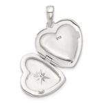Sterling Silver E-coated CZ 19mm Heart Locket - Image 4