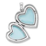 Sterling Silver Rhodium-plated Polished Paw Print 24mm Heart Locket - Image 4