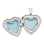Sterling Silver RH-plated Epoxy Satin Polished Unicorn 16mm Heart Locket - Image 4