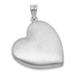 Sterling Silver Rhodium-plated Brushed 1/20 carat Diamond Pink and Green Enameled Rose LOVE YOU MOM 24mm Heart Locket - Image 3