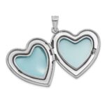 Sterling Silver Rhodium-plated Brushed 1/20 carat Diamond Pink and Green Enameled Rose LOVE YOU MOM 24mm Heart Locket - Image 4