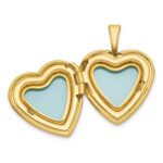 Sterling Silver Gold-plated Polished Front/Brushed Back Engraved Cross 16mm Heart Locket - Image 4