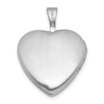 Sterling Silver Rhodium-plated Brushed Diamond-cut Fancy Engraved Cross 13mm Heart Locket - Image 3