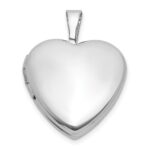 Sterling Silver Rhodium-plated Polished Front/Brushed Back 16mm Heart Locket