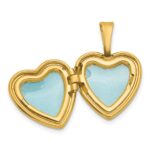 Sterling Silver Gold-plated Polished Front/Brushed Back Foot Prints with Hearts 12mm Heart Locket - Image 4