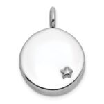 Sterling Silver Rhodium-plated Polished Star On 10mm Round Locket