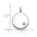 Sterling Silver Rhodium-plated Polished Star On 10mm Round Locket - Image 5