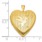 Sterling Silver Gold-plated Polished Front/Brushed Back Unicorn/Alicorn 20mm Heart Locket - Image 5