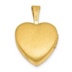 Sterling Silver Gold-plated Polished Front/Brushed Back Stars 12mm Heart Locket - Image 3