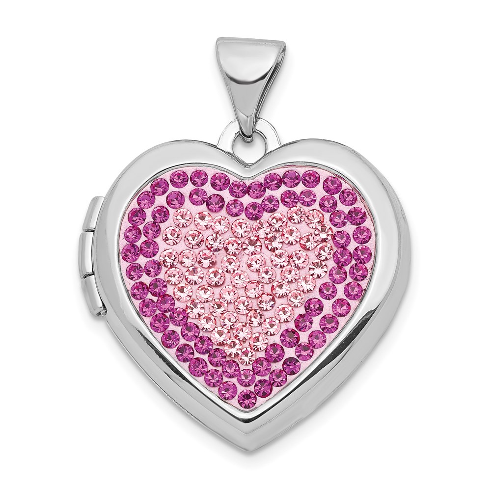 QLS212.jpg Sterling Silver Rhodium-plated 18mm Preciosa Crystal Heart Locket - Image 1