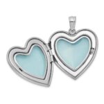 Sterling Silver Rhodium-plated 24mm Enameled Rose Heart Locket - Image 5