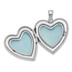Sterling Silver RH-plated 24mm Satin & D/C w/ Diamond Cross Heart Locket - Image 5