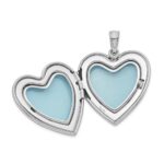 Sterling Silver Rhod-plated 24mm w/ Diamond Star Design Heart Locket - Image 5