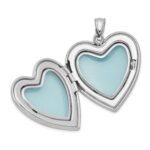 Sterling Silver Rhodium-plated 24mm Enameled Rose with Border Heart Locket - Image 5