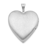 Sterling Silver Rhodium-plated 20mm Satin/Polished Cross Heart Locket - Image 3
