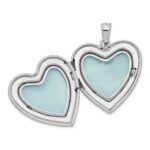 Sterling Silver Rhodium-plated 24mm Enameled Floral Border Heart Locket - Image 5