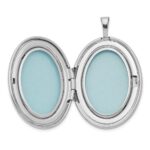 Sterling Silver Rhodium-plated 26mm Mother and Baby Oval Locket - Image 5