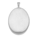 Sterling Silver Rhod-plated 26mm Satin Enameled Flower Scroll Oval Locket - Image 3