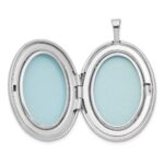 Sterling Silver Rhod-plated 26mm Satin Enameled Flower Scroll Oval Locket - Image 5